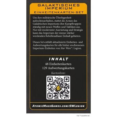 Star Wars: Legion &ndash; Galaktisches Imperium Einheitenkarten-Set