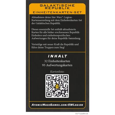 Star Wars: Legion &ndash; Galaktische Republik Einheitenkarten-Set